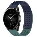 For Xiaomi Watch S2 42mm 22mm Holes Breathable 3D Dots Silicone Watch Band(Midnight Blue+Olive Gr...