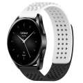 For Xiaomi Watch S2 46mm 22mm Holes Breathable 3D Dots Silicone Watch Band(White+Black)