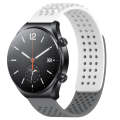 For Xiaomi MI Watch S1 22mm Holes Breathable 3D Dots Silicone Watch Band(White+Grey)