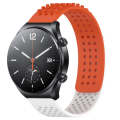 For Xiaomi MI Watch S1 22mm Holes Breathable 3D Dots Silicone Watch Band(Orange+White)