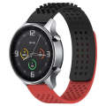 For Xiaomi MI Watch Color 22mm Holes Breathable 3D Dots Silicone Watch Band(Black+Red)