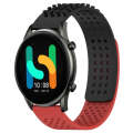 For Xiaomi Haylou RT2 LS10 22mm Holes Breathable 3D Dots Silicone Watch Band(Black+Red)