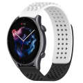 For Amazfit GTR 3 22mm Holes Breathable 3D Dots Silicone Watch Band(White+Black)