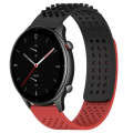 For Amazfit GTR 2e 22mm Holes Breathable 3D Dots Silicone Watch Band(Black+Red)