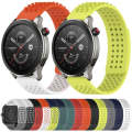 For Amazfit Bip 5 22mm Holes Breathable 3D Dots Silicone Watch Band(Black+Red)
