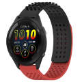 For Garmin Forerunner 265 22mm Holes Breathable 3D Dots Silicone Watch Band(Black+Red)