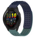 For Garmin Forerunner 265 22mm Holes Breathable 3D Dots Silicone Watch Band(Midnight Blue+Olive G...