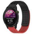 For Garmin Forerunner 255 22mm Holes Breathable 3D Dots Silicone Watch Band(Black+Red)
