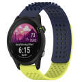 For Garmin Forerunner 255 22mm Holes Breathable 3D Dots Silicone Watch Band(Midnight Blue+Lime Gr...