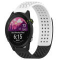 For Garmin Forerunner 255 Music 22mm Holes Breathable 3D Dots Silicone Watch Band(White+Black)