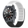 For Samsung Galaxy Watch3 45mm 22mm Holes Breathable 3D Dots Silicone Watch Band(White+Black)