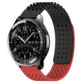 For Samsung Gear S3 Frontier 22mm Holes Breathable 3D Dots Silicone Watch Band(Black+Red)