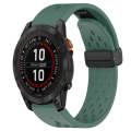 For Garmin Fenix 7S Pro 42mm 20mm Folding Buckle Hole Silicone Watch Band(Dark Green)