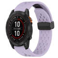 For Garmin Fenix 7S Pro 42mm 20mm Folding Buckle Hole Silicone Watch Band(Purple)