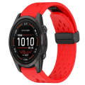 For Garmin Epix Pro 42mm 20mm Folding Buckle Hole Silicone Watch Band(Red)