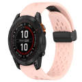 For Garmin Fenix 7S 20mm Folding Buckle Hole Silicone Watch Band(Pink)