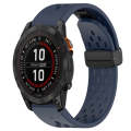 For Garmin Fenix 7S 20mm Folding Buckle Hole Silicone Watch Band(Midnight Blue)