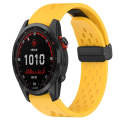 For Garmin Fenix 7S Solar 20mm Folding Buckle Hole Silicone Watch Band(Yellow)