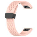 For Garmin Fenix 7S Solar 20mm Folding Buckle Hole Silicone Watch Band(Pink)