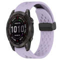 For Garmin Fenix 7S Sapphire Solar 20mm Folding Buckle Hole Silicone Watch Band(Purple)
