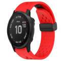 For Garmin Fenix 6S 20mm Folding Buckle Hole Silicone Watch Band(Red)