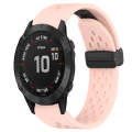 For Garmin Fenix 6S Pro 20mm Folding Buckle Hole Silicone Watch Band(Pink)