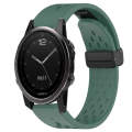 For Garmin Fenix 5S 20mm Folding Buckle Hole Silicone Watch Band(Dark Green)