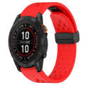 For Garmin Fenix 7 Pro 47mm 22mm Folding Buckle Hole Silicone Watch Band(Red)