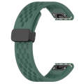 For Garmin Fenix 7 Pro 47mm 22mm Folding Buckle Hole Silicone Watch Band(Dark Green)