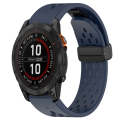 For Garmin Fenix 7 Pro 47mm 22mm Folding Buckle Hole Silicone Watch Band(Midnight Blue)