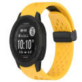 For Garmin  Instinct 2 Solar 22mm Folding Buckle Hole Silicone Watch Band(Yellow)
