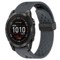 For Garmin Epix Pro 47mm 22mm Folding Buckle Hole Silicone Watch Band(Dark Gray)