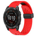 For Garmin Epix Pro 47mm 22mm Folding Buckle Hole Silicone Watch Band(Red)