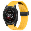 For Garmin Epix Pro 47mm 22mm Folding Buckle Hole Silicone Watch Band(Yellow)