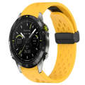 For Garmin MARQ Athlete Gen 2 22mm Folding Buckle Hole Silicone Watch Band(Yellow)