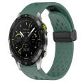 For Garmin MARQ Athlete Gen 2 22mm Folding Buckle Hole Silicone Watch Band(Dark Green)