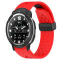 For Garmin Instinct Crossover 22mm Folding Buckle Hole Silicone Watch Band(Red)