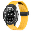 For Garmin Instinct Crossover 22mm Folding Buckle Hole Silicone Watch Band(Yellow)