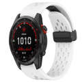 For Garmin Fenix 7 Solar 22mm Folding Buckle Hole Silicone Watch Band(White)