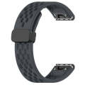 For Garmin Fenix 7 Solar 22mm Folding Buckle Hole Silicone Watch Band(Dark Gray)