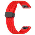 For Garmin Fenix 7 Sapphire Solar 22mm Folding Buckle Hole Silicone Watch Band(Red)