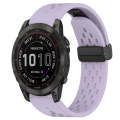 For Garmin Fenix 7 Sapphire Solar 22mm Folding Buckle Hole Silicone Watch Band(Purple)