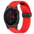 For Garmin Epix Gen 2 22mm Folding Buckle Hole Silicone Watch Band(Red)
