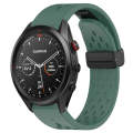 For Garmin Approach S62 22mm Folding Buckle Hole Silicone Watch Band(Dark Green)