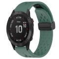 For Garmin Fenix 6 GPS 22mm Folding Buckle Hole Silicone Watch Band(Dark Green)