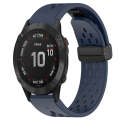 For Garmin Fenix 6 GPS 22mm Folding Buckle Hole Silicone Watch Band(Midnight Blue)