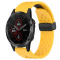 For Garmin Fenix 5 Plus 22mm Folding Buckle Hole Silicone Watch Band(Yellow)