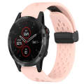 For Garmin Fenix 5 Plus 22mm Folding Buckle Hole Silicone Watch Band(Pink)