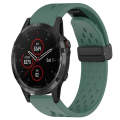 For Garmin Fenix 5 Plus 22mm Folding Buckle Hole Silicone Watch Band(Dark Green)