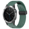 For Garmin Quatix 5 22mm Folding Buckle Hole Silicone Watch Band(Dark Green)